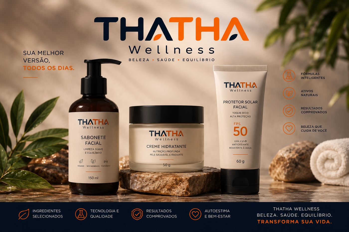 Arte de la línea de cosméticos THATHA Wellness